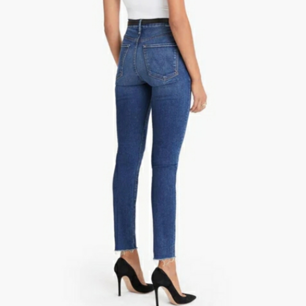 Mother Denim- High Waisted Looker Ankle Fray Jeans in Night Clubbing 32